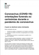COVID-19: arranging or attending a funeral or commemorative event (Portuguese) [Updated 29th October 2021]